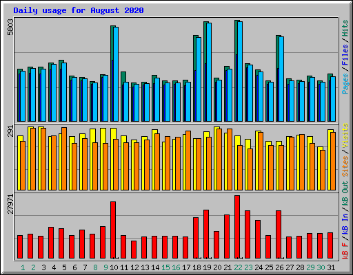 Daily usage for August 2020