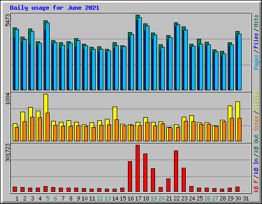 Daily usage for June 2021