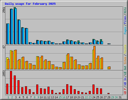 Daily usage for February 2025