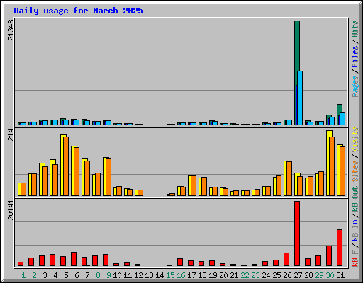Daily usage for March 2025